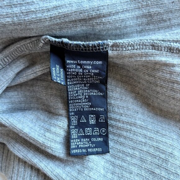 Tommy Hilfiger Men's Large Long Sleeve Ribbed Thermal Gray Layering 90s Vibe - Picture 10 of 12